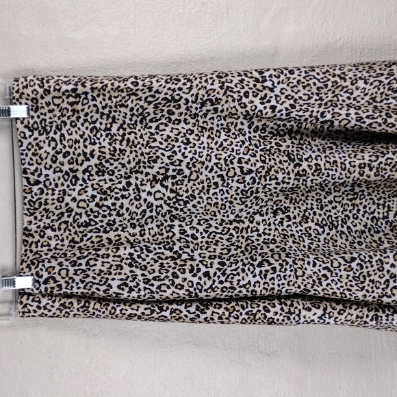 Chico's Tan Multicolored Leopard Print Asymmetrical Waist Pleated Midi Skirt - Picture 9 of 12